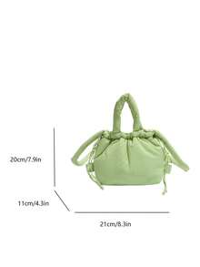 1 件秋冬新款女士加厚尼龙单肩/斜挎包，柔软轻便，带抽绳褶皱背包，小号 - 彩色 - 查看 12