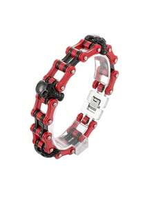 1 pieza Pulsera de cadena de bicicleta de acero inoxidable con estilo punk para hombres, adecuada para fiestas, citas, regalos y uso diario