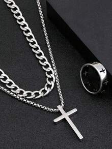 Fashion Hiphop Minimalist Necklace Bracelet Ring Set, Men's Jewelry Suitable For Parties And Daily Accessories - Multicolor - View 1