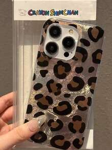 奢华琥珀豹纹贝壳纹理手机壳，兼容 16/15/14/13/12 Pro Max/11，时尚防摔后盖保护壳，圣诞礼物 - 彩色 - 查看 2