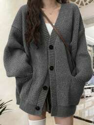 时尚优雅女士针织开衫，秋冬