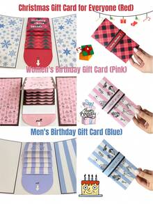 Libreta de tarjetas de regalo con diseño de cascada hecha a mano, tarjeta de regalo de cumpleaños con diseño de cascada para mujeres y hombres, libreta de tarjetas de Navidad, diseño desplegable de libro de tarjetas de regalo, libreta de tarjetas de regalo de mensaje DIY, regalos navideños.