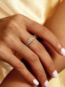 1pc Delicate Zirconia Ring S925or925 Sterling Silver Elegant Simple Women's Ring Mother's Day Exquisite Jewelry Gift