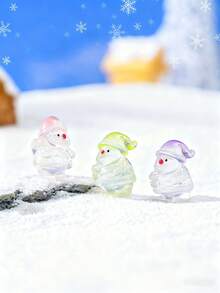 10/20pcs Luminous Mini Resin Santa Claus Figurines, Christmas Glow In The Dark Miniature Cute Santa Claus Ornament For DIY Fairy Garden, Fall, Winter, Thanksgiving, Christmas Decorations, Home Office Desk, Sensory Bins, Collector Displays, Car Interior Accessories, Birthday Party Gifts(Random Color) - Multicolor - View 6