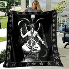Devil Satan Blanket Goat Baphomet  Pagan Sacrifice Throw Blanket Halloween Bedroom Sofa Travel Camping Warm Blanket2 - White - View 1