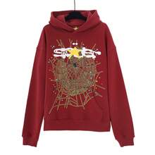 Sp5der Hip-Hop Artist Letter 3D Print Fleece Hoodie & Pants Set For Men & Women - 10 màu đỏ - Xem 8