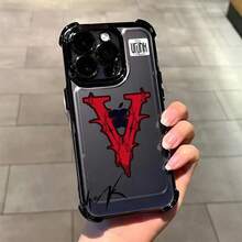 Custodia per telefono con design alla moda V-Vrunks, compatibile con 16, 15, 15 Pro, 14, 13, 13 Mini, 11, 12, XS Max, XR, X, 7 Plus, con angoli placcati, compatibile con custodie per iPhone 17, 17 Pro, 17 Pro Max