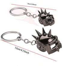 1pc Creative Fashion Realistic Skull Mask Helmet Keychain, Casual 3D Watermelon Motorcycle Skull Helmet Shaped Keychain Accessory, Holiday Party Favor, Suitable For Car Owners Daily Use Christmas Gift