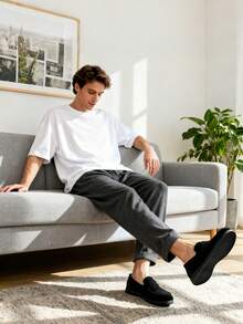 1 Pair Men's Designer Moccasin Shoes, Suede Slip-On Penny Loafers, Men's Genuine Leather Shoes, Gentleman Business Social Shoes, Men's Daily Office Party Wedding Shoes, Couple Date, Romantic Dinner, Holiday Gift, Back To School Student Casual Shoes, College Style, Please Select One Size Up.