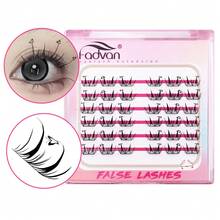FADVAN New Comic Cluster Lashes One-Piece Eyelash Extensions Cat Eye Rabbit Eye Fawn Eye Natural Premade Fans - Black - View 11