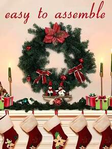 39/59/118 pulgadas Corona de Navidad artificial verde - Decoración navideña para interiores/exteriores, adecuada para el hogar, fiestas, mesa de comedor, pared, decoración de chimenea. Corona trenzada artificial DIY, plantas esenciales para Navidad, para agregar un ambiente festivo. - Multicolor - Ver 1