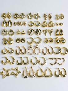 5/10/15Pairs/Lot Fashion Gorgeous Charming Women Men Earrings Geometric Water-Droplets Heart-Shaped Circles Flowers Styles Engagement Wedding Proposal Gifts Romantic Datings Daily Wearing Accessories