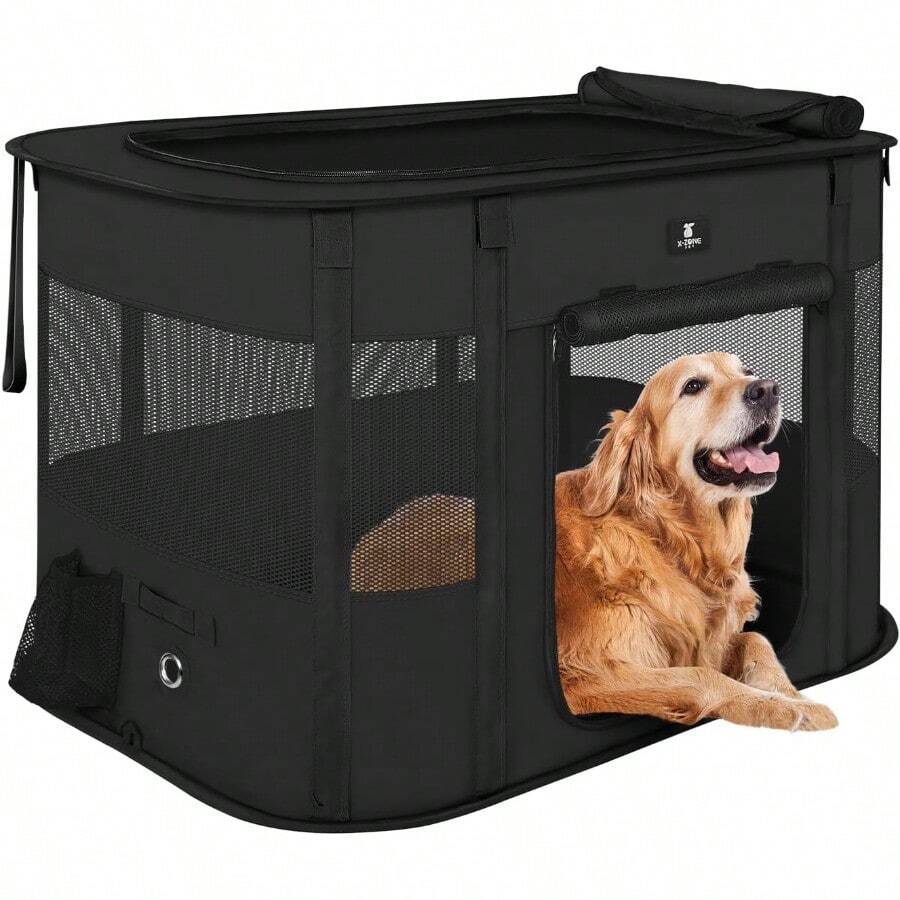Dog Playpen Puppy Cat Play Pen Portable Foldable Indoor/Outdoor Tent Crate Cage Portable Pet Crate Large Size Black 45" - 黑色 - 查看 1