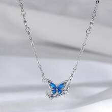TREE NEST Collar Colgante de Mariposa, Collar de Circonita Mariposa Cristal Azul,Ajustable, Collares de Joyería para Mujeres, Regalos de Joyería de Boda de Aniversario 20174 - 1 - Ver 7