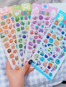 3D Cute Holographic Embossed Style Stickers 3D Cartoon 3D Stickers Valentine's Day Party Series, Student Rewards, Holiday Gifts, Cute DIY Phone Case, Notebook, Shaking Stickers 3D Embossed, 3D Glitter Stickers - 3D Cartoon Reward Stickers - Decorations For Phone Cases, Backpacks, Cups, Scrapbook Supplies