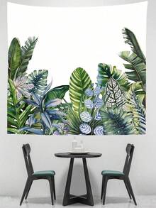 1 pieza Tapiz de pared colgante con estampado digital de hojas tropicales - Multicolor - Ver 2