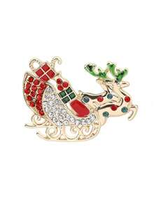 1/5 Piezas de broches de Navidad con diamantes incrustados - Alfileres florales creativos - Manzana roja, muñeco de nieve, campana, alce de dibujos animados - Broches para damas - Regalo de Navidad perfecto