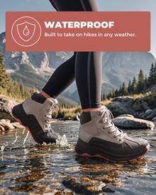 Women's Waterproof Hiking Boots Outdoor Trekking Camping Trail Hiking Ankle Boots Lace-Up Suede Wear-Resistant Shoes - 淺灰色 - 查看 4