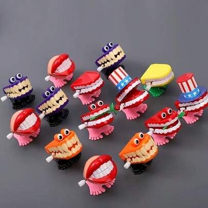 1Set1pcs Teeth Spring Walking Teeth Toy With Eyes: Fun Little Feet, Novel And Prank Gifts, Suitable For Parties, Halloween, Christmas, Home And Table Decoration - Plastic Material (Random Color)