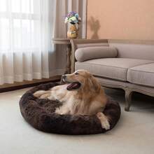 Oval Calming Donut Cuddler Dog Bed, Shag Faux Fur Washable Round Pillow Pet Bed For Small Medium Dogs (XXL(43"X34"X8"), Light Brown), Popular In 2025 - Nâu2021 - Xem 9