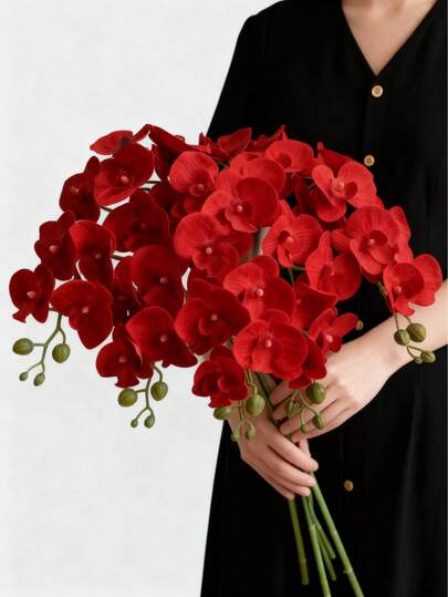 5pcs 27 Inch Artificial Phalaenopsis Flowers Branches,Artificial Orchids,For Home Office Wedding Decoration For School Dormitory, Artificial Plants,Scene Layout,Room Decor,Artificial Plants,Party And Holiday Decorations,Bedroom Accessories Decorations,Valentine's Day Decorations, Roses,Spring Decorations,