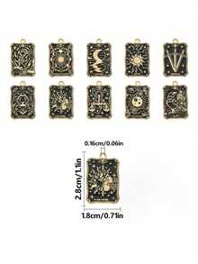 10 件塔罗牌占卜万圣节哥特式魔法塔罗牌珐琅黑金护身符幸运符适用于珠宝制作 DIY 耳环手链项链工艺品