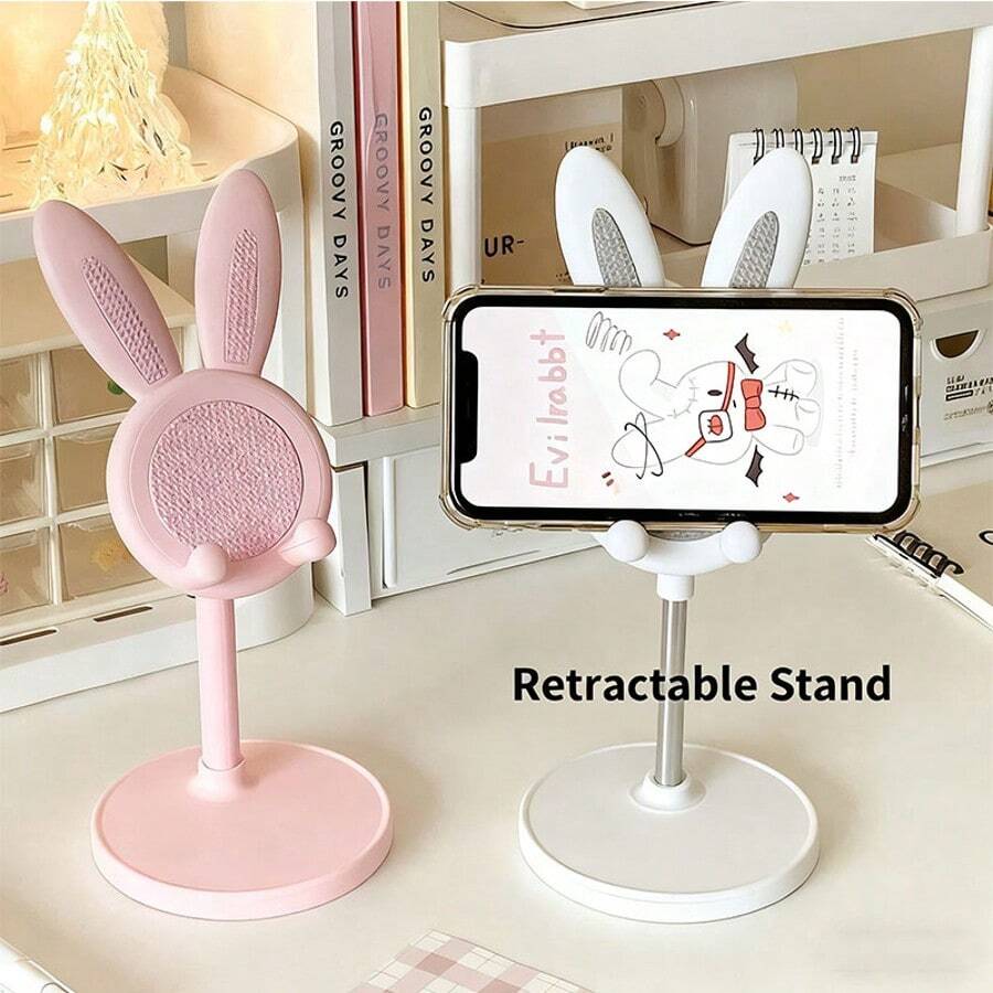 Kleiner Kaninchen Handyhalter, Büro Schreibtisch Handyhalter, verstellbar, süßer Stil für Studenten, Faul Zuhause Selfie Live-Streaming Ständer, Schreibtisch Zubehör