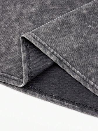 Shwiy 2pcs/Set Men's Spring/Summer Washed-Effect Black Drawstring Shorts & Sleeveless Top/Tank Top, Minimalist Newspaper Print, Casual Graphic Letter Print Sleeveless, For Daily Wear