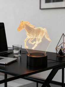 3D Acrylic Horse LED Night Light, Black Base 7-Color Touch, USB Powered, Suitable For Bedroom/Living Room/Classroom Home Decor Lamp, Gift For Teachers, Leaders, Ladies, Horse Lovers, Illuminating Birthday, Holiday, Christmas Night Light - Black and White - View 4