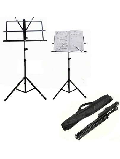 Atril / Soporte plegable para Partituras, Base para Hojas de 46 cm de Largo 26 cm de Alto. Trípode de Aleación de Aluminio, Altura ajustable 64cm Mínimo - 140cm Máximo con Bolsa para Transportar