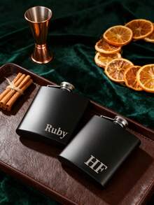 Personalized 6oz Matte Black Flask, Groomsman Gift, Best Man Gift, Father's Day Gift, Wedding Party Gift, Boyfriend Gift