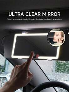 Easypie Selection Ultra-Thin LED Car Vanity Mirror - High Definition Sun Visor Makeup Mirror With Touch Screen, USB Charging, Adjustable, Perfect For Women (Easy Clip-On Installation)