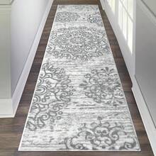 Pauwer Hallway Runner Rug Washable Rugs Runner Non Skid Carpet Runner Boho Farmhouse Vintage Throw Area Rugs Floor For Kitchen Laundry Room Entryway Bedroom Bathroom - 灰色 - 查看 17