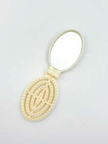 1 Peine plegable - Crema, portátil, con espejo incorporado