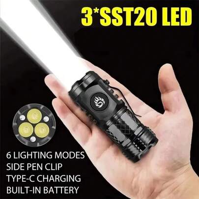 1 件迷你手电筒 - 超迷你 LED 手电筒 - 高亮度 - 袖珍光能宝