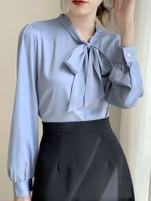 2025 New Regular Size Women's Autumn/Winter Long Sleeve Shirt - Machine Washable Collarless Button - Less Style