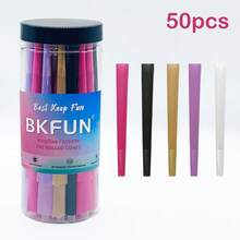 BKFUN 200/100/50/30/10 Stück BKFUN Drehpapier Kegel, natürliches vorgerolltes Drehpapier, King Size gerolltes Papier, Tipps & Verpackungsröhrchen enthalten, ultra dünnes & langsam brennendes Trompeten-Drehpapier, Raucherzubehör, Geschenkpackung für Feiertage
