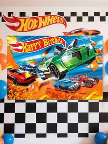 风火轮主题赛车轨道背景布，风火轮背景布道具，生日派对装饰布置，卧室及电竞室装饰布置，感恩节、生日、婚礼及其他节日派对装饰背景墙，派对摄影道具及配件