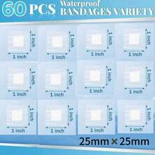 1套（60片/10片）透明急救伤口贴，高弹力急救绷带，伤口敷料，透气粘性绷带 - 适用于紧急伤口护理、泡沫止血、擦伤等，多种组合款式，适用于不同部位 - 彩色 - 查看 5