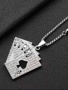 1pc Personalized Playing Card Versatile Necklace, Black Playing Card Necklace, Unique Interesting Necklace, Holiday Gift Necklace, Couples Necklace, Suitable For Parties, Daily Wear And Party Themes