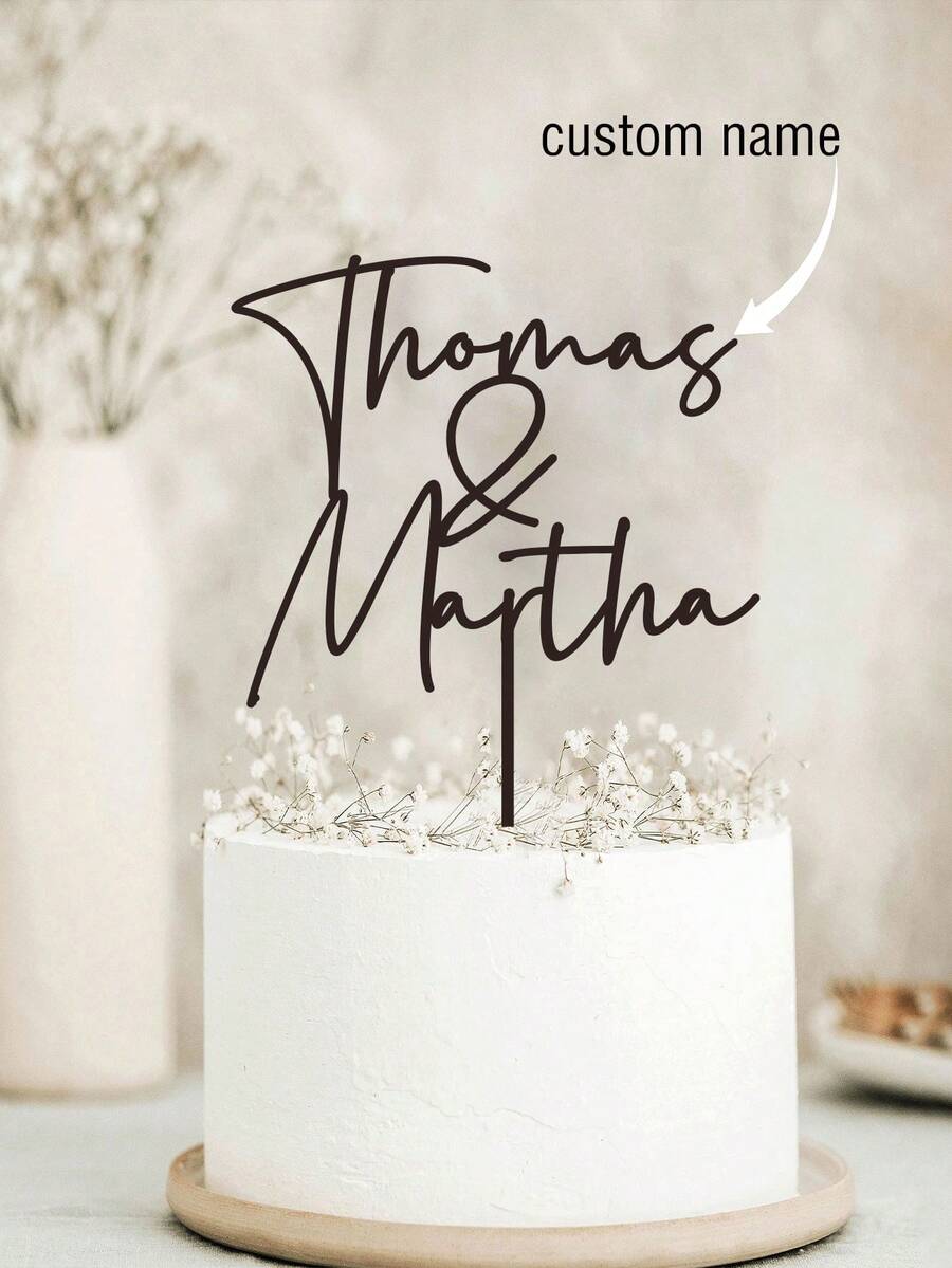 Personalized Wedding Cake Topper Custom Name Couple Engagement Cake Topper For Wedding Rustic Wedding Mr And Mrs Anniversary Cake Topper