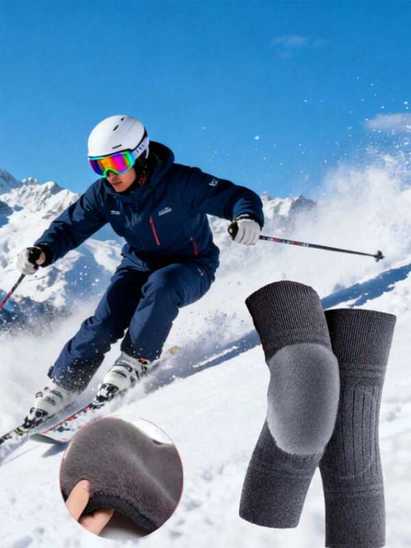 1 Pair Thermal Lined Leg Warmers, Windproof Knee Protector For Cycling, Skiing, Motorcycle, Suitable For Women And Elderly, Autumn/Winter