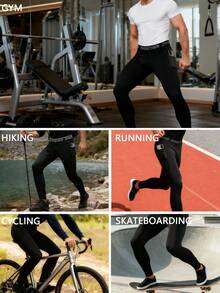 3pcs Men's Compression Tights With Pockets - High Elasticity, Lightweight, Quick-Dry, Soft & Comfortable, Suitable For Training, Gym Workout, Running, Cycling And As Sports Base Layer, All Season