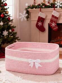 1pc Christmas Gift Basket, Storage Basket Gift Candy Hamper, Christmas Storage Basket, Gift Basket, Suitable For Bedroom Living Room Storage, Suitable For Autumn/Winter Storage, Atmosphere Storage Basket, Christmas Gift Storage Basket, Christmas Gift Storage Basket