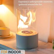 Round Tabletop Fireplace Fire Bowl Pot Portable Clean-Burning Bio Ethanol Ventless Firepit For Table Home Kitchen Living Room Garden Parties Events Wedding (White) - White - View 3