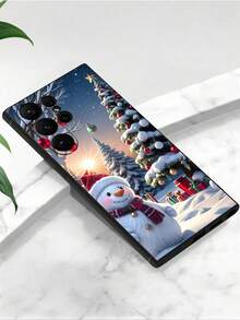 Funda para  con diseño de Papá Noel y una casa, compatible con los modelos  16E, 15, 14, 13, 12 y 11/X/XR/XS MAX, MINI, Pro, PLUS y Pro MAX. Y son compatibles con los modelos  S24 Ultra/S23 FE/S22 Plus/S21/S20/A55/A54/A35/A34/A32/A25/A24. Fabricadas con material TPU, estas fundas protectoras ofrecen absorción de impactos, resistencia a caídas y protección contra manchas, lo que las convierte en una opción esencial para uso personal o como regalo. Perfecta para San Valentín, Halloween, Navidad y otras ocasiones festivas. - Negro - Ver 4