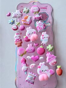 3D Butt-Shaped Stickers, Cute Bear & Rabbit Designs, Children's Gift, Squeeze Toy, Stress Relief, DIY Phone Case Decor