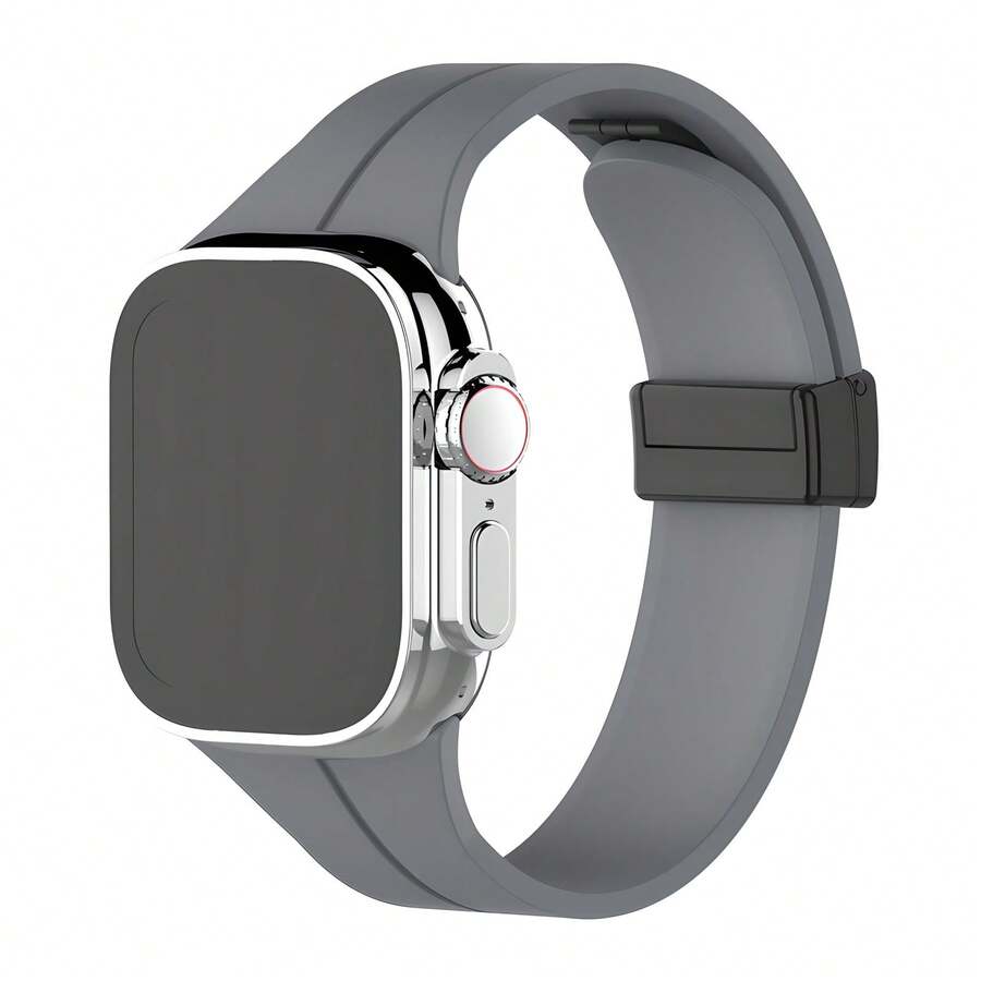 2025 New Folding Buckle Silicone Magnetic Strap, 2025 Upgraded Version Specially Designed For All Series, Precise Fit For Mainstream Models, Buckle Size Perfectly Matches The Watch Body, No Additional Tools Required, Easy To Match For Instant Refresh