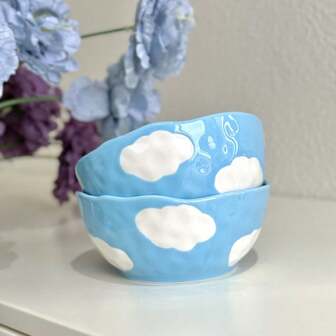 1 件 300ml 不对称手工捏制陶瓷碗，粉色织物纹理，现代简约设计，手绘陶瓷碗，耐热，适合沙拉、甜点、小吃、家庭使用、新年、生日、妇女节礼物、洗碗机和微波炉，是餐厅、烘焙爱好者、聚会和派对的理想礼物