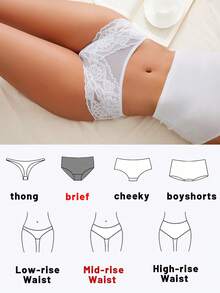 FINETOO Slip da donna a vita media con bordo in pizzo, tessuto morbido e confortevole, biancheria intima romantica e sexy per signore